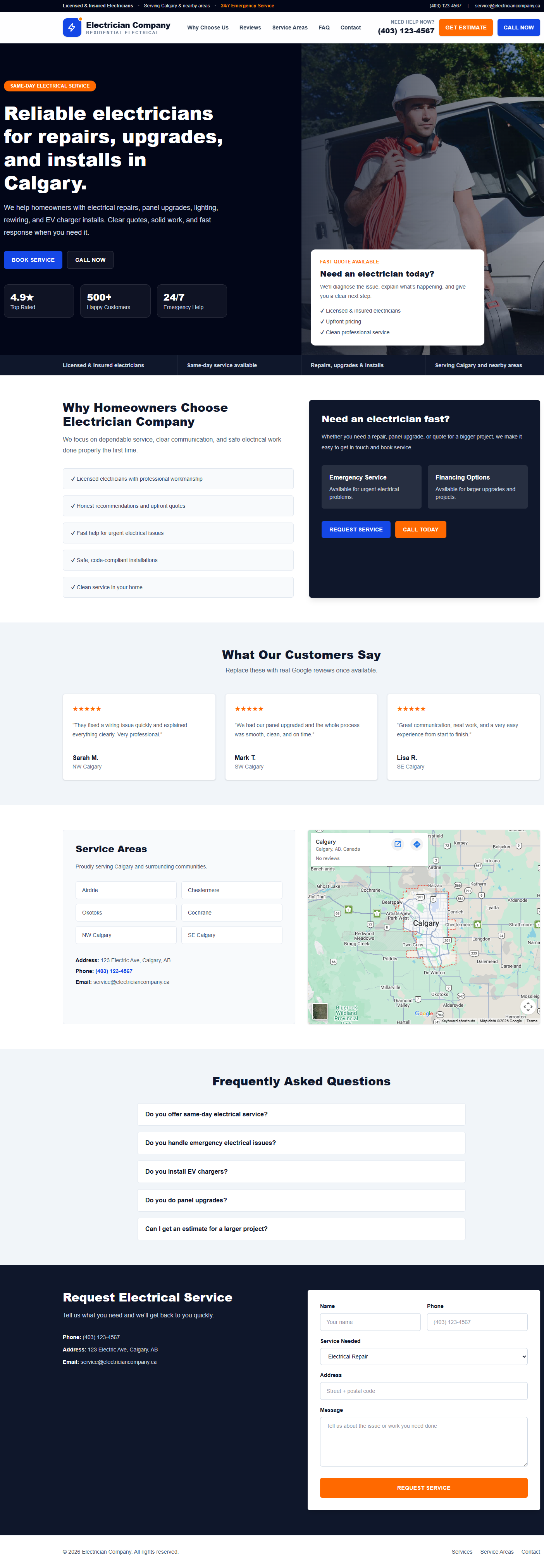 Electrician website demo preview