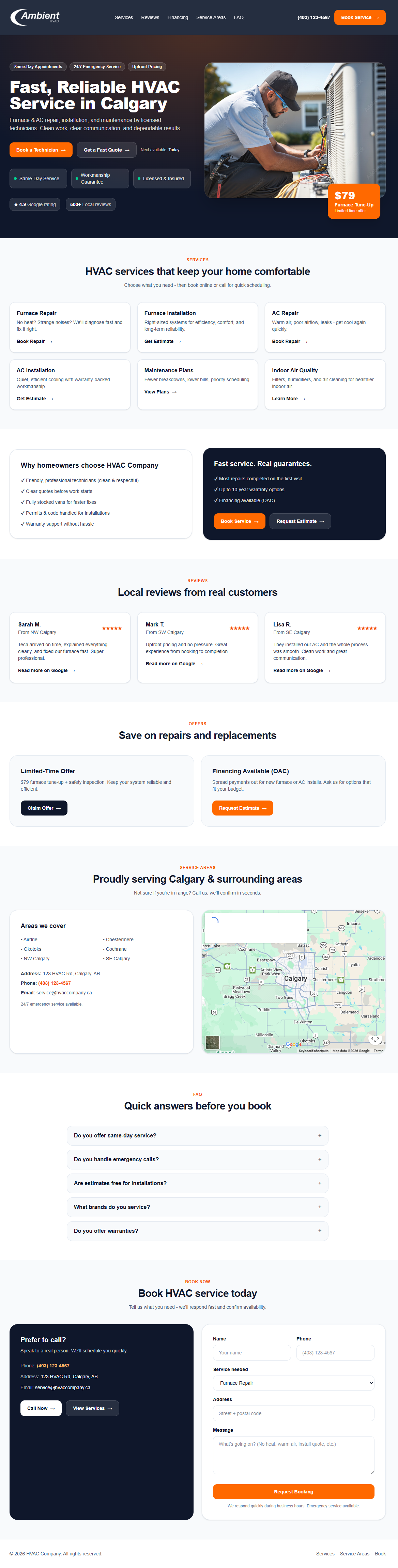 HVAC website demo preview